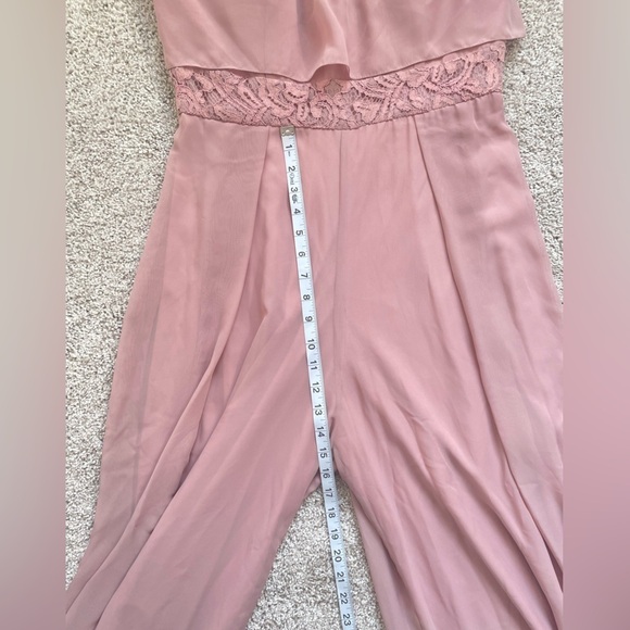 JASMINE BRIDESMAIDS NWT bridesmaid jumpsuit gardenia pink mauve lace chiffon - Picture 13 of 14